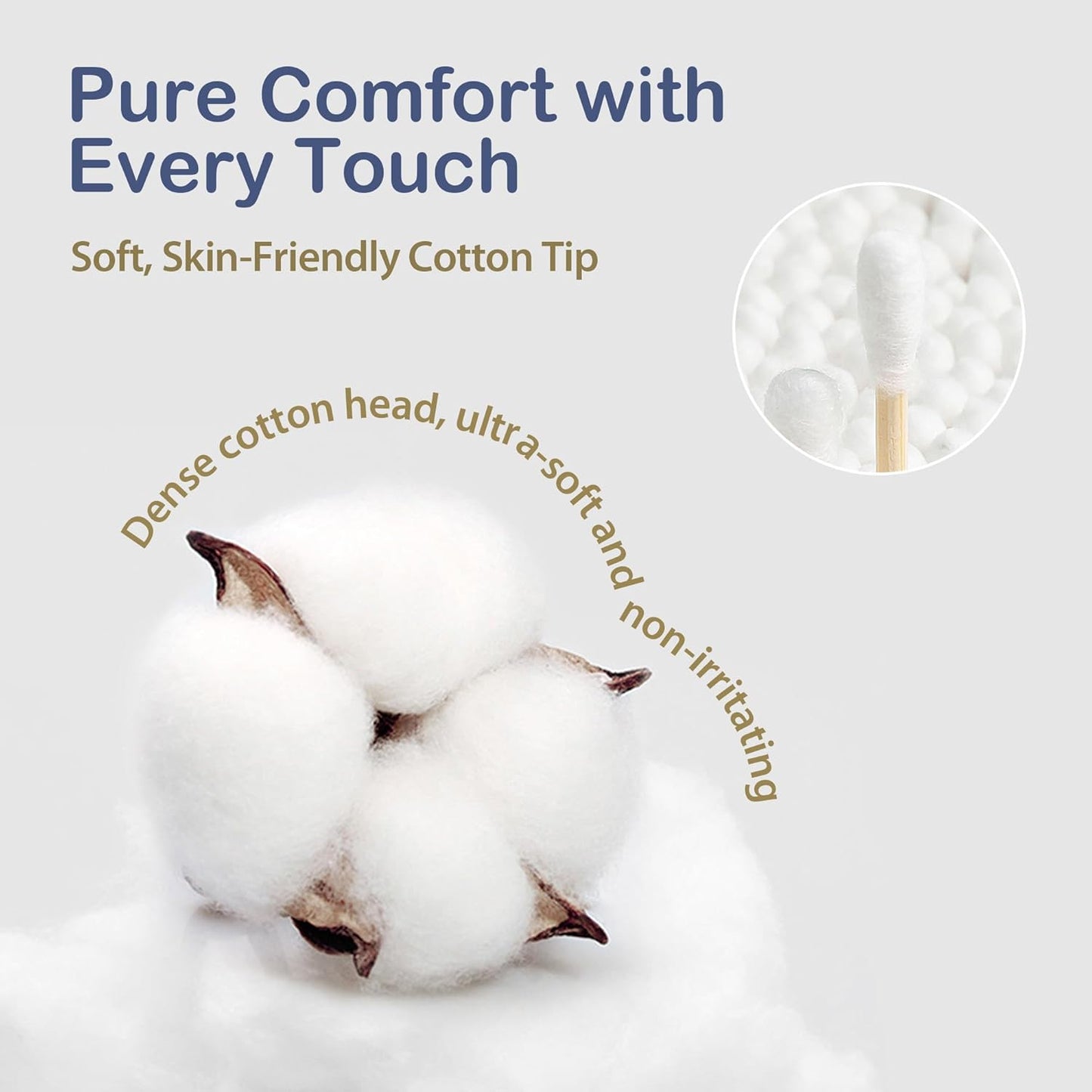 Ourmed Life Cotton Swabs - Biodegradable Bamboo & Cotton, Double-Tipped Cleaning Swabs with Pointed & Round Tips, Hypoallergenic for Ear, Makeup, Eye Makeup Removal, Nail Polish Touch-Ups (500 Ct)