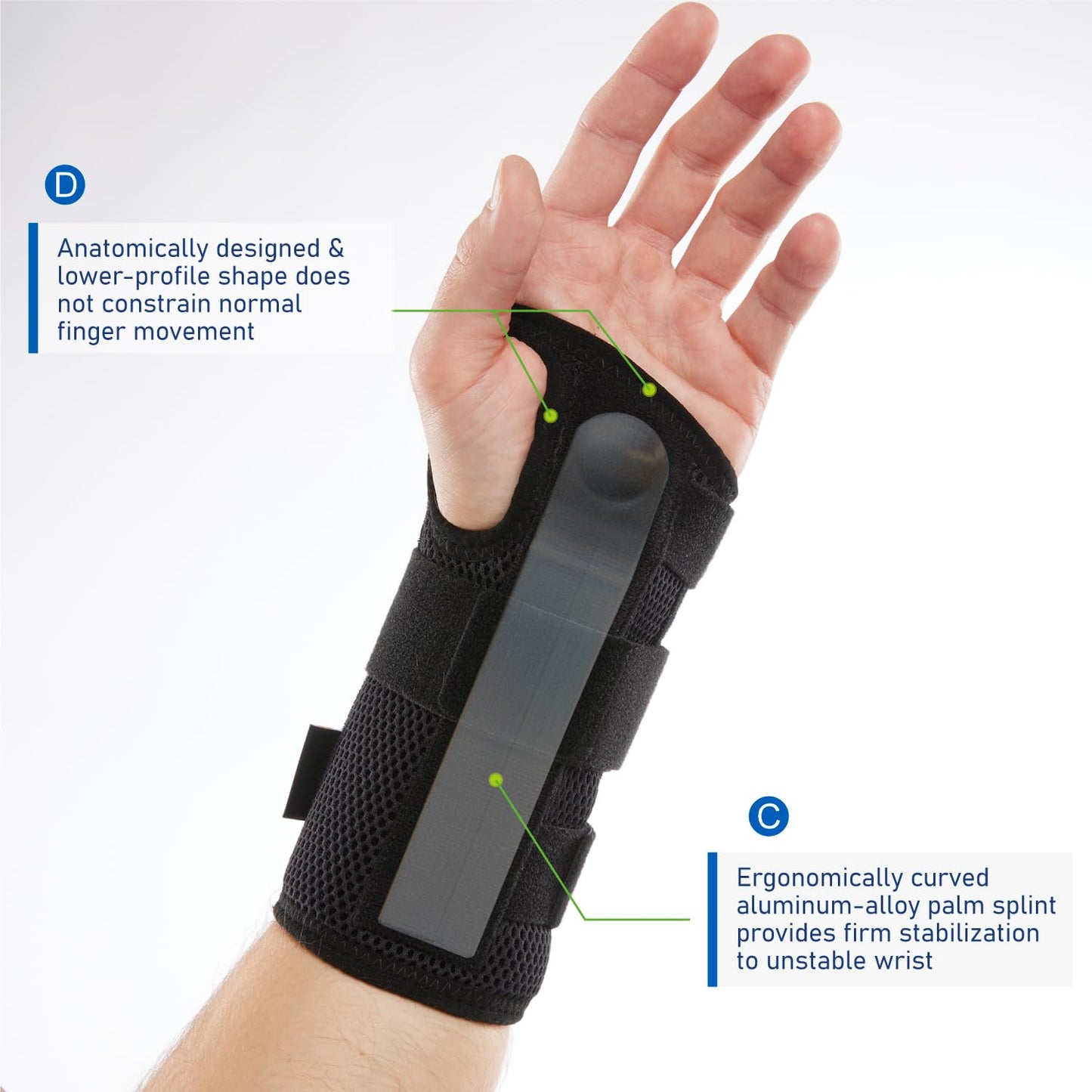 Deluxe 3-Strap Wrist Brace – Adjustable Support for Carpal Tunnel, Fractures, Tendonitis, and Post-Op Recovery – Lightweight, Breathable Design for Day and Night Use (L/XL, Left hand)