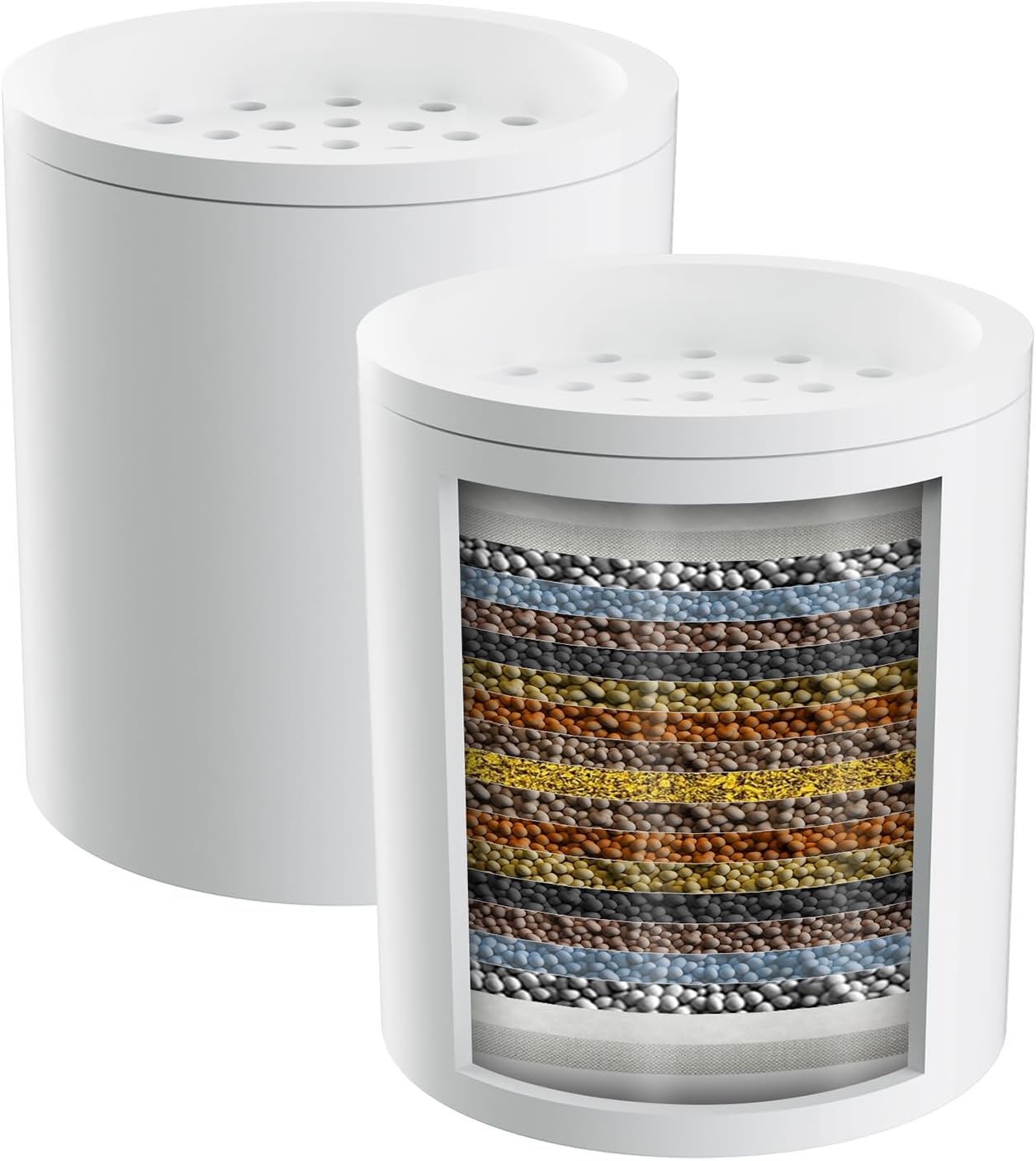 Hibbent 2 Pack Shower Filter Replacement Cartridges for Hard Water, High Output 20 Stage Shower Filter with Vitamin C to Remove Chlorine & Fluoride, Glowing Skin, Strong Nails & Shimmering Hair