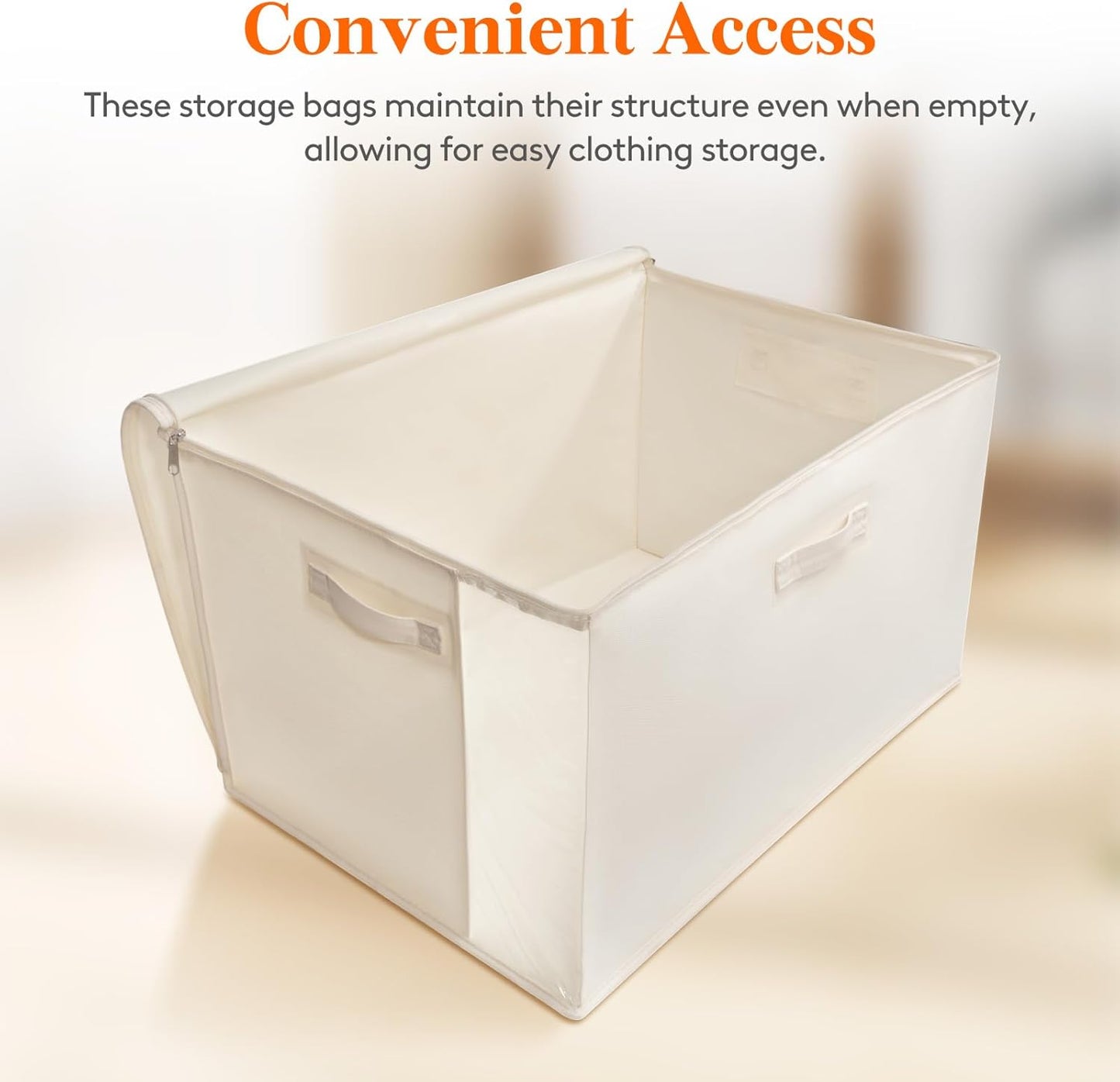 Lifewit Canvas Cotton Comforter Storage Bags with Zipper 4 Pack, 60L Breathable Foldable Clothing Containers, Linen Sweater Organizers Boxes for Clothes, Blankets, Pillows, Duvets, Bedding