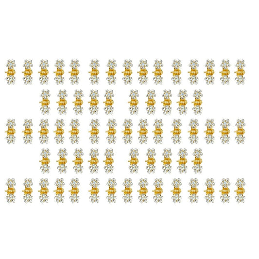 Small Hair Accessories: Mini Claw Clips with No-Slip Grip, Glitter and Rhinestone Details, Metal Clamps in Mixed Colors for Girls and Women (Gold-White Crystal)