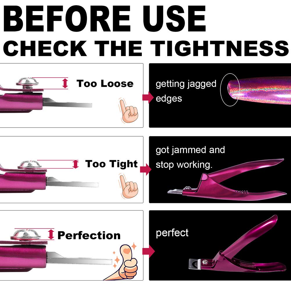 Elegant Violet Red Premium Adjustable Stainless Steel Artificial Acrylic Fake False Nail Tip Clipper Cutter Trimmer Manicure Pedicure Sharp Blade Clip Tool For Salon Home Nail Art Beauty Design DIY