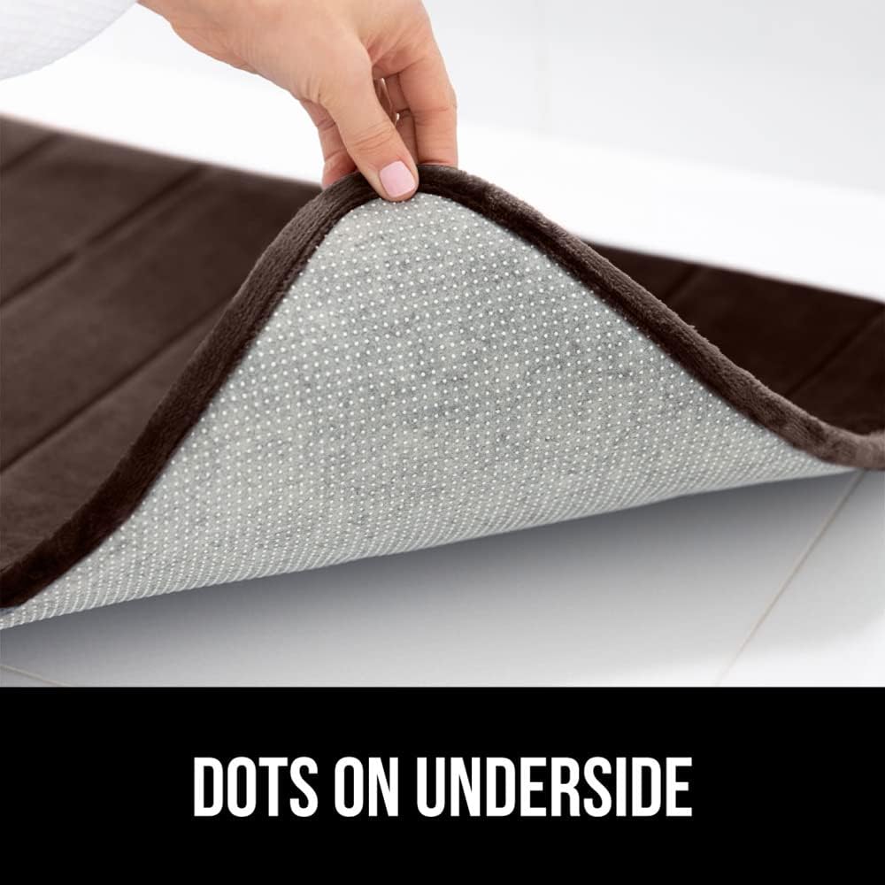 GORILLA GRIP Memory Foam Bath Mat, Soft Absorbent US Designed Bathroom Rug, Gripping Dots Machine Washable Bathmat, Cushioned Floor Mats, Shower Sink Rugs Room Décor Accessories, 30x20 Brown