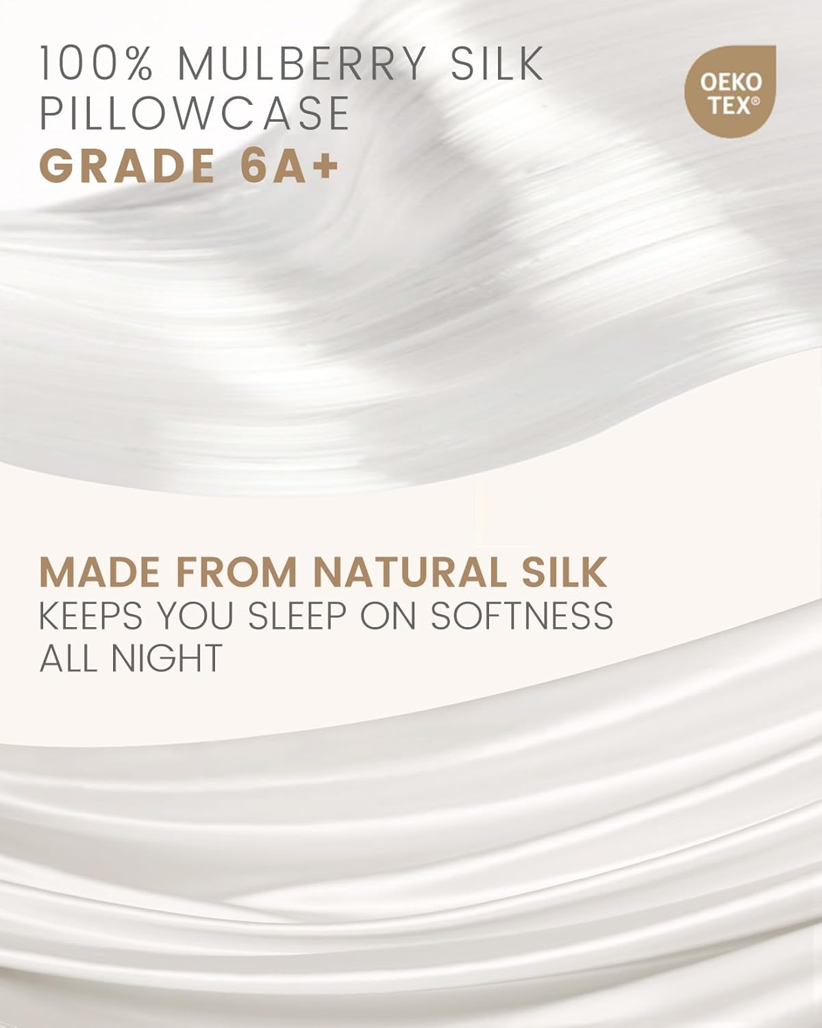 THXSILK Set of 2 100% Silk Pillowcase for Hair and Skin, Both Sides Grade 6A+ Mulberry Silk Pillow Case with Hidden Zipper, Soft and Smooth White Pillowcase, Queen Size 20"x30"