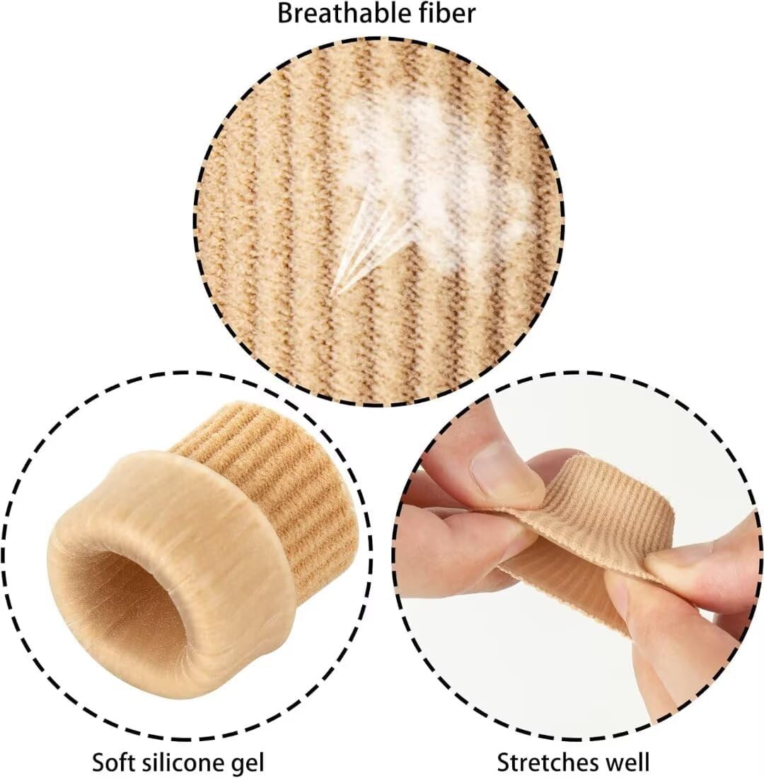 Toe Sleeve Protectors Toe Cushion Tube Soft Gel Corn Pads Protectors, 42PCS Toe Spacers for Bunion, Hammer Toe, Cushions Corns, Blisters, Calluses on Toes, Fingers, Feet, YEAJOIN (5 Size)