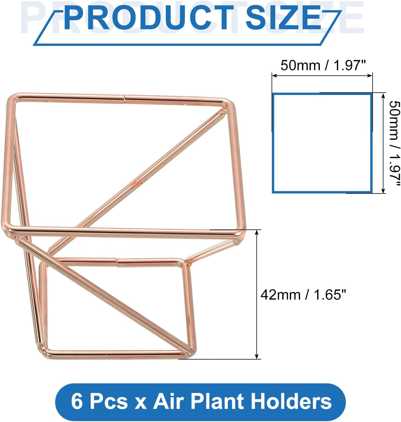 uxcell 6Pcs Air Plant Holder, Makeup Sponge Drying Holder Rack, Tabletop Air Fern Display Stand, Makeup Beauty Egg Dry Stand for Dressing Table Home Decoration, Rose Gold (50x50x42mm)