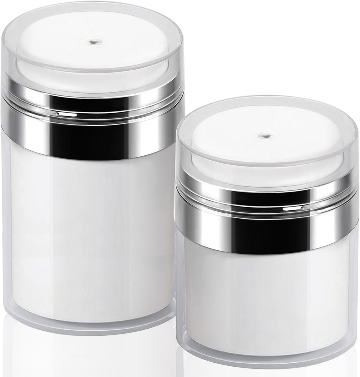 2Pack Lotion Dispenser 50ml 100ml Airless Pump Jar - 1.7Oz 3.5Oz Moisturizer Pump Bottle Skincare Travel Makeup Containers for Thick Moisturizer, Skincare