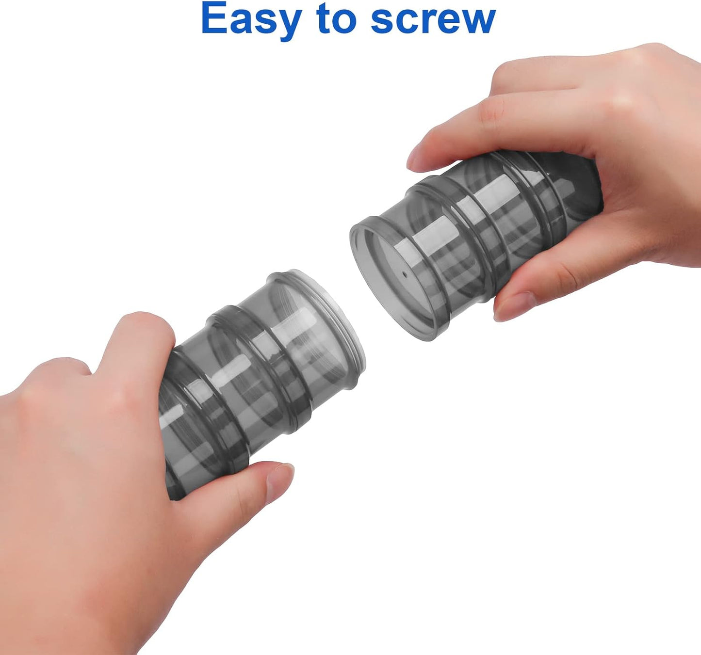 2 Pack 7 Day Pill Organizer Case Stackable Weekly Supplements Vitamins Pills Holder Dispenser Large Translucent Black with Extra Lid