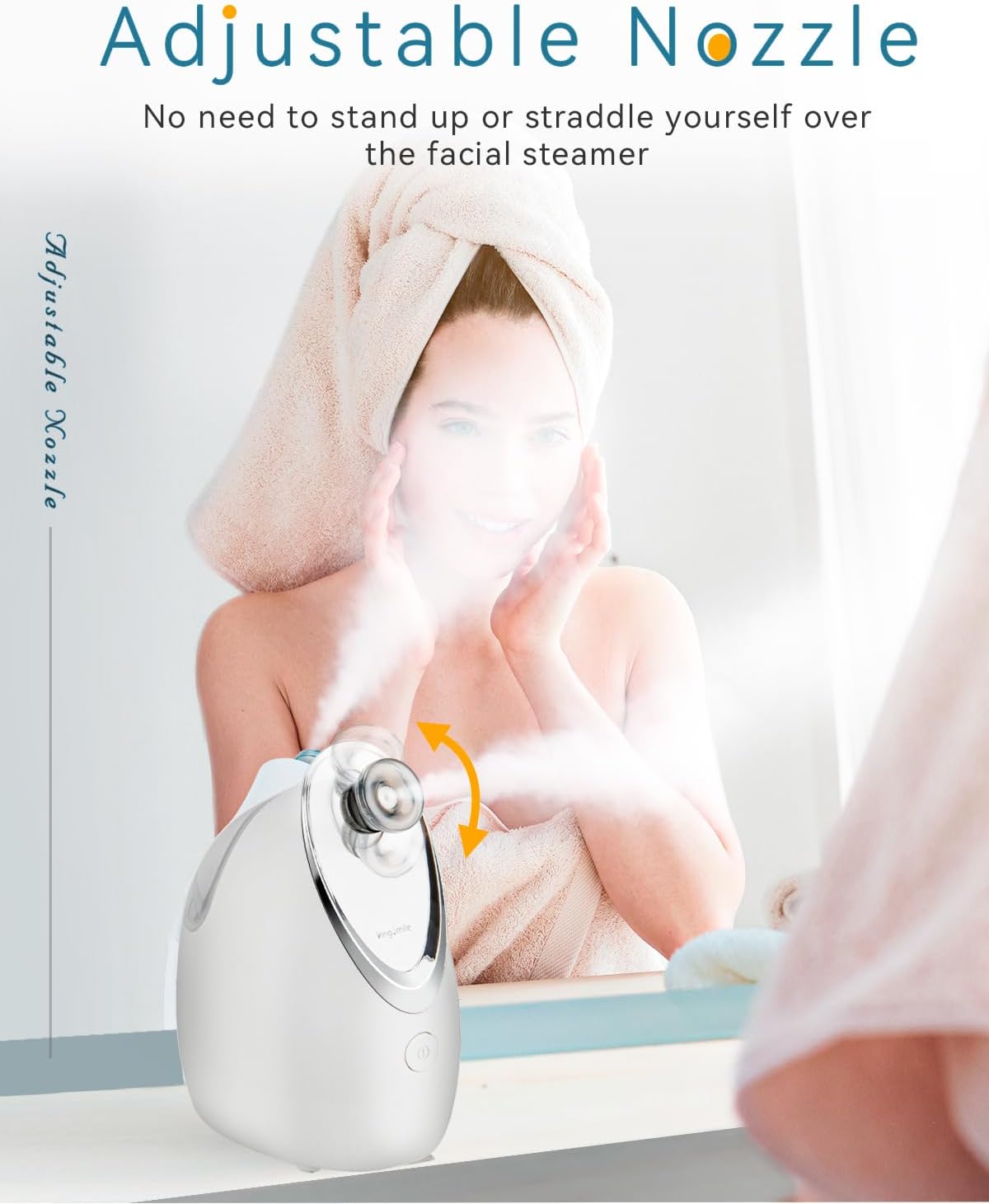 Kingsmile Facial Steamer, 3 in 1 Face Steamer for Facial,Compact NanoSteamer with Aromatherapy,Face Humidifier - Adjustable Nozzle, Warm Mist Steamer for Home SPA, Stainless Steel Skin Kit & Headband