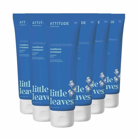 ATTITUDE Hair Conditioner for Kids, Dermatologically Tested Products, Plant- and Mineral-Based Detangler, Vegan, Blueberry, 8 Fl Oz (Pack of 6)