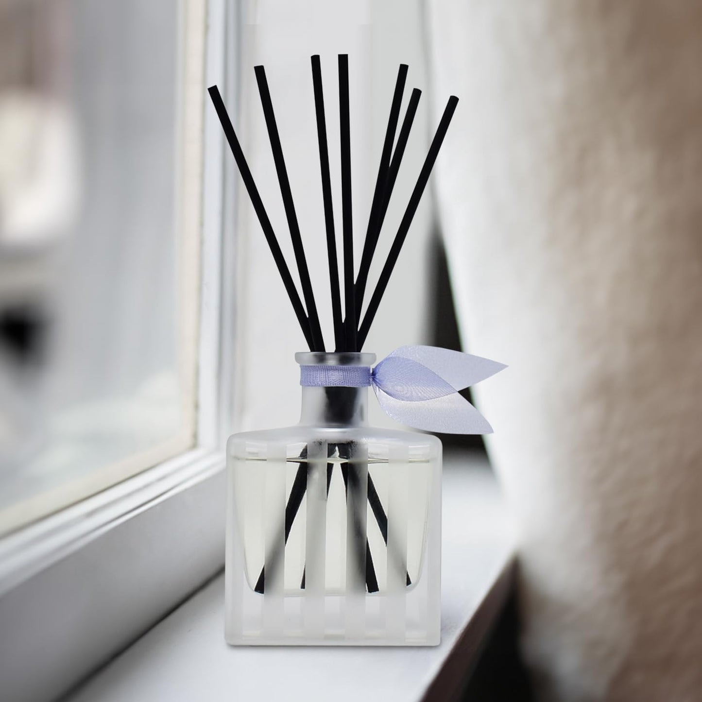 LOVSPA Reed Diffuser Set, DE-Stress Lavender Eucalyptus Scented Oil Diffuser with Sticks, Home Fragrance Accessories for Bathroom Shelf Decor, Aroma Diffusers for Home or Office Desk, USA Made
