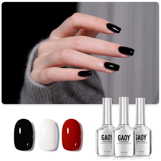 GAOY Gel Nail Polish Kit, 3 Colors 16ml White Red Black, Soak Off UV Gel Polish Set - Elegant Waltz