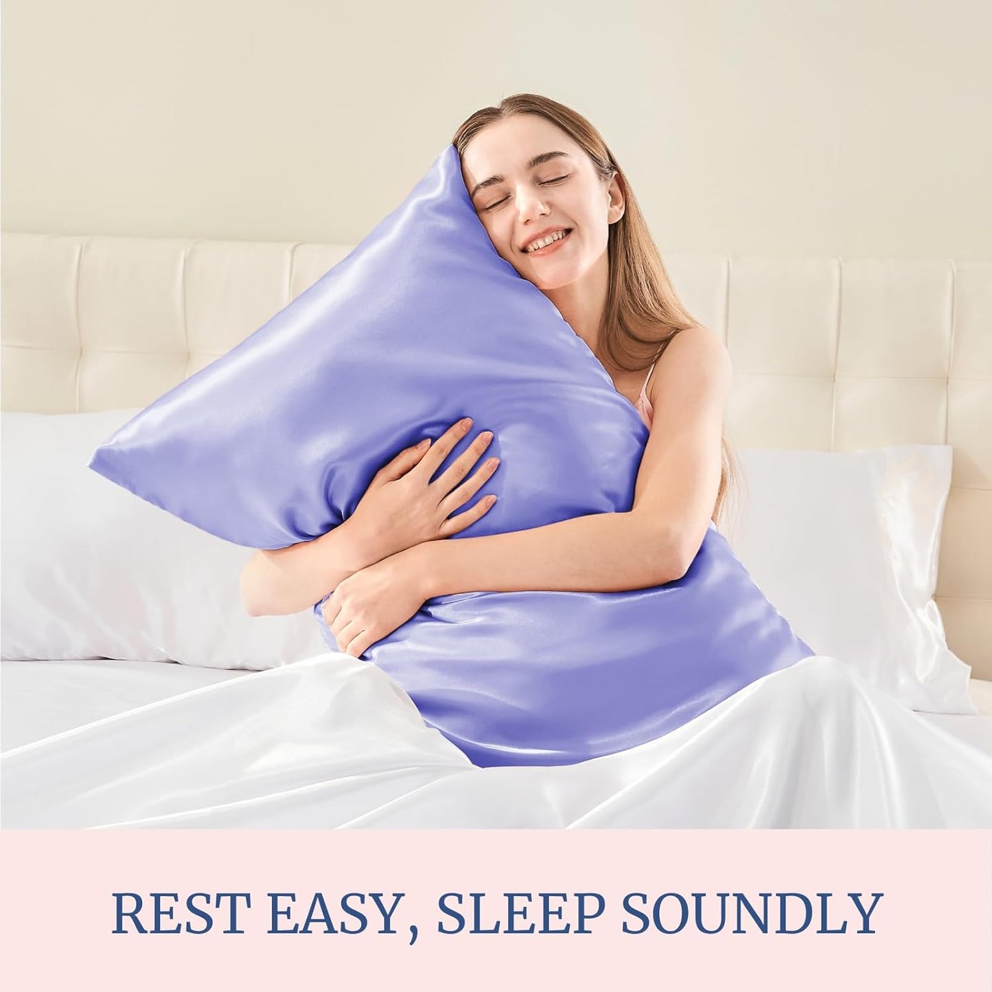 BEDELITE Satin Pillowcase for Hair and Skin, Super Soft and Cooling Similar to Silk Pillow Cases 2 Pack with Envelope Closure, Gift for Women Men(20"x30" Queen Size, Lilac)