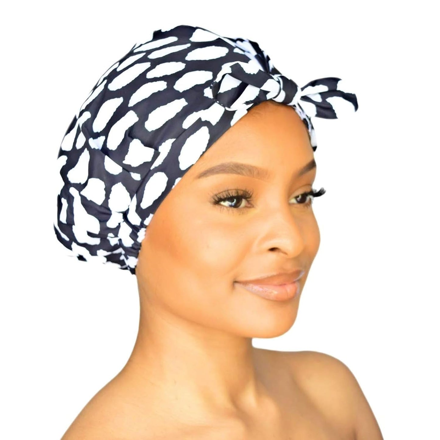 GRACE & COMPANY Luxury Shower Cap For Women - 100% Waterproof, Reusable, Washable & Breathable Shower Caps - Casablanca(Bag Packaging)