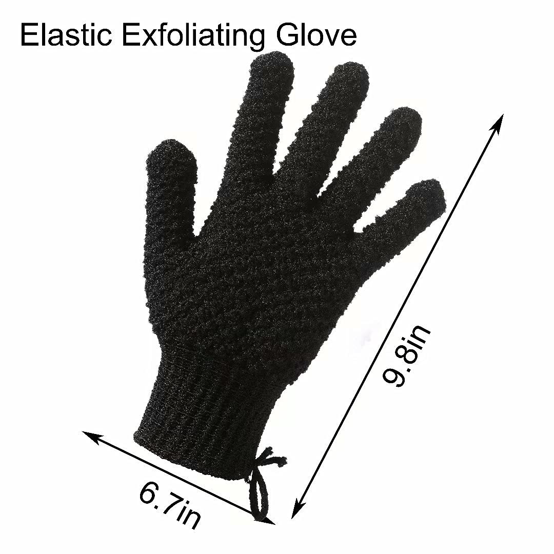 2 Pairs Bath Exfoliating Gloves for men and women – CLEEDY 4 Pcs Heavy and Large Exfoliating Gloves Scrubbing for Shower, Spa, Massage - Scrub Exfoliating Mitts for Body, Face, Hand and Foot (black)