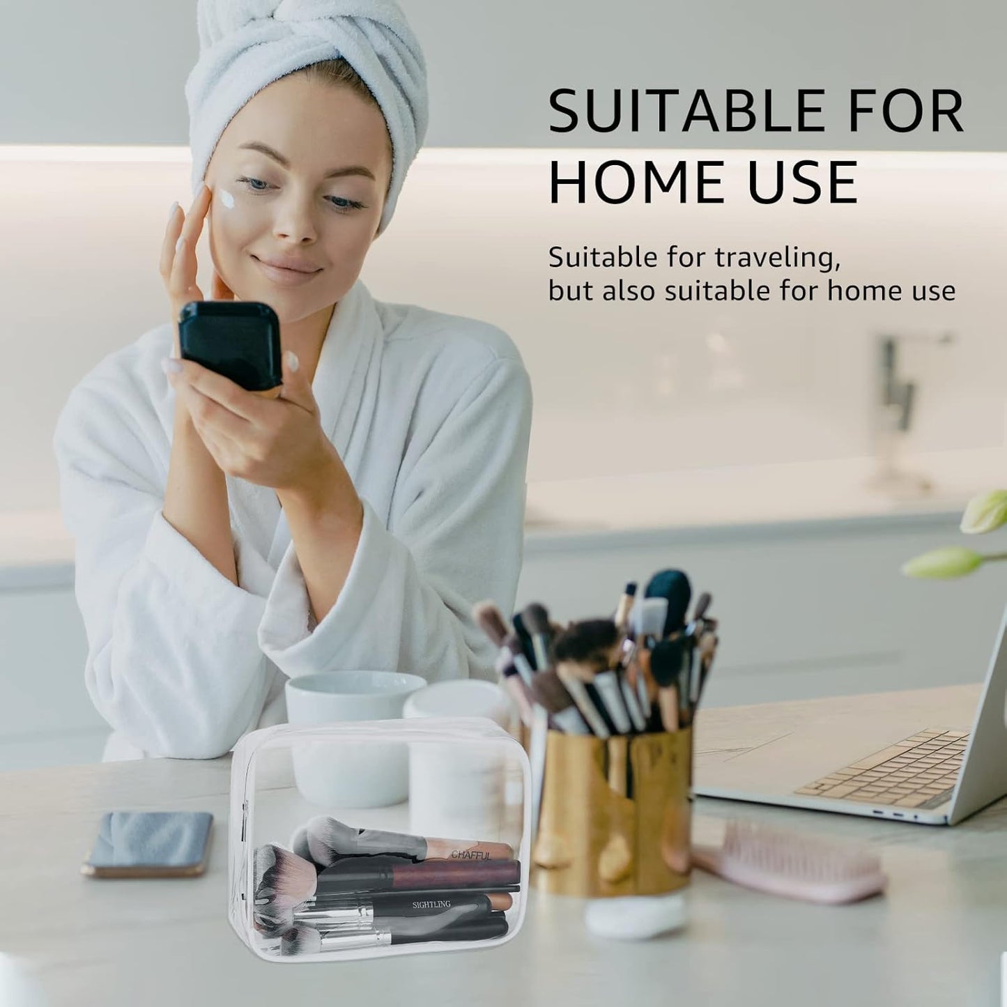 3Pcs Crystal Clear PVC Travel Toiletry Bag Kit for Women Men, Waterproof Vinyl Organizer Clear Makeup Bags with Zipper Handle Straps, Cosmetic Bag Pouch Carry on Airport Airline Compliant Bag Handbag