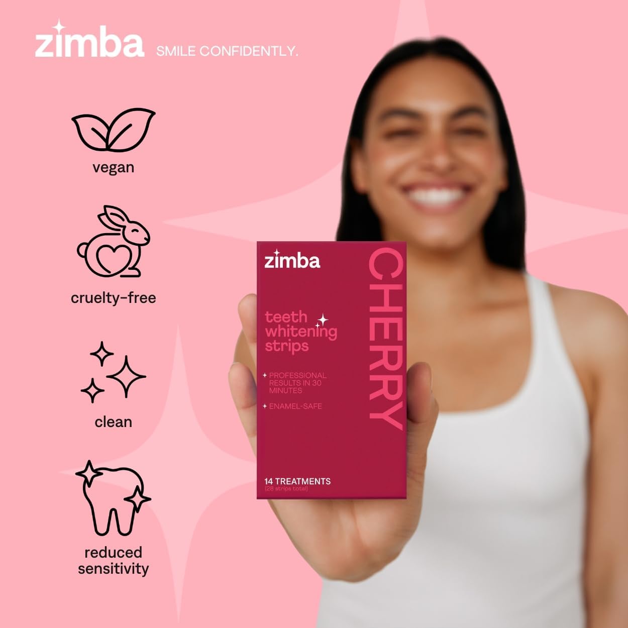 Zimba Teeth Whitening Strips 3-Pack Sampler Bundle | Watermelon, Cherry, Mint | Vegan Whitening Strips, Enamel Safe Teeth Whitening, Hydrogen Peroxide Tooth Whiteners