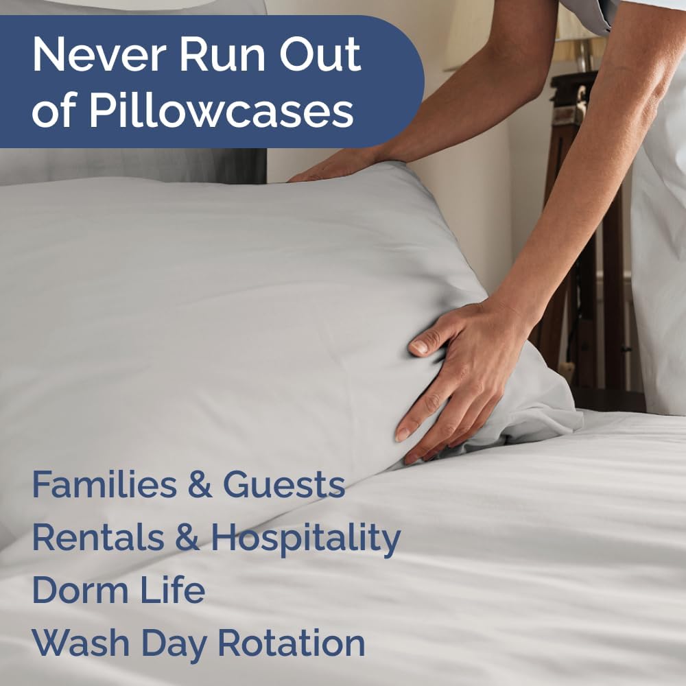 Queen Pillow Cases Set of 10 - Ultra Soft Hotel Quality Pillowcase Covers - Comfy, Cozy & Wrinkle Free - Shrink, Stain & Fade Resistant - Machine Washable Pillow Protectors - 10 Pcs Set - French Grey