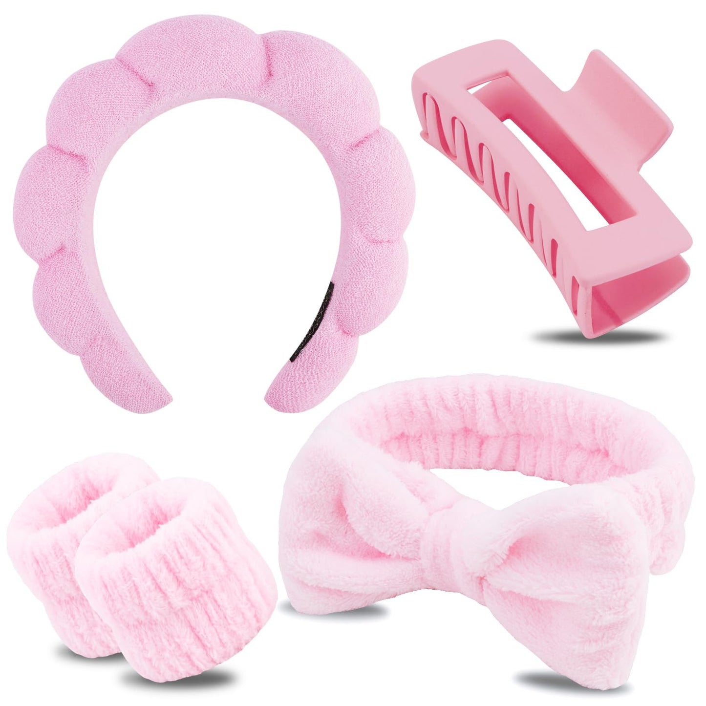 Chanaco Spa Headband, Makeup Accessory, Face Washing Wrist Bands, Teen Girl Gifts Trendy Stuff, Pink Cute Hair Accessories
