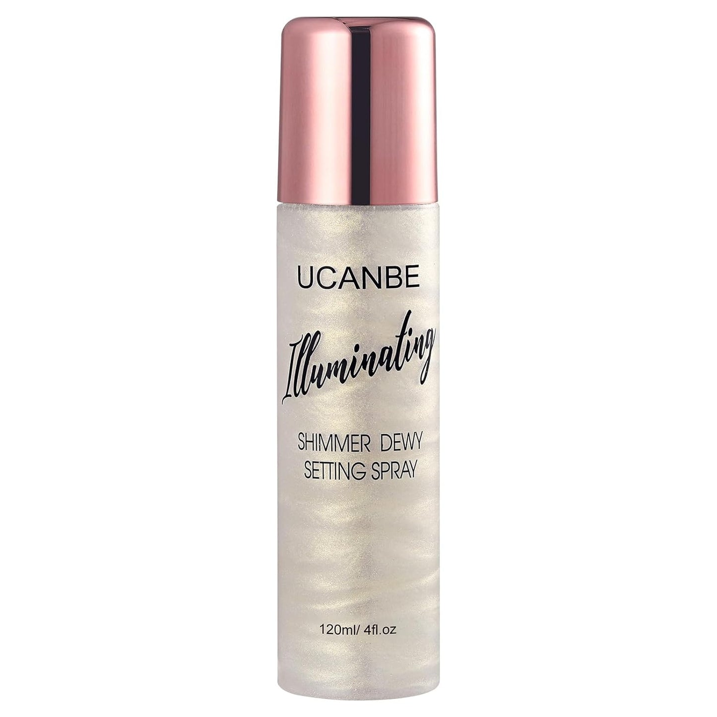 UCANBE Shimmer Dewy Setting Spray – Glowing + Makeup Setting Spray 2 in 1 Lightweight Formula for a Radiant Glow,Long-Lasting Face Mist for Face Body, 4 Fl Oz #Platinum