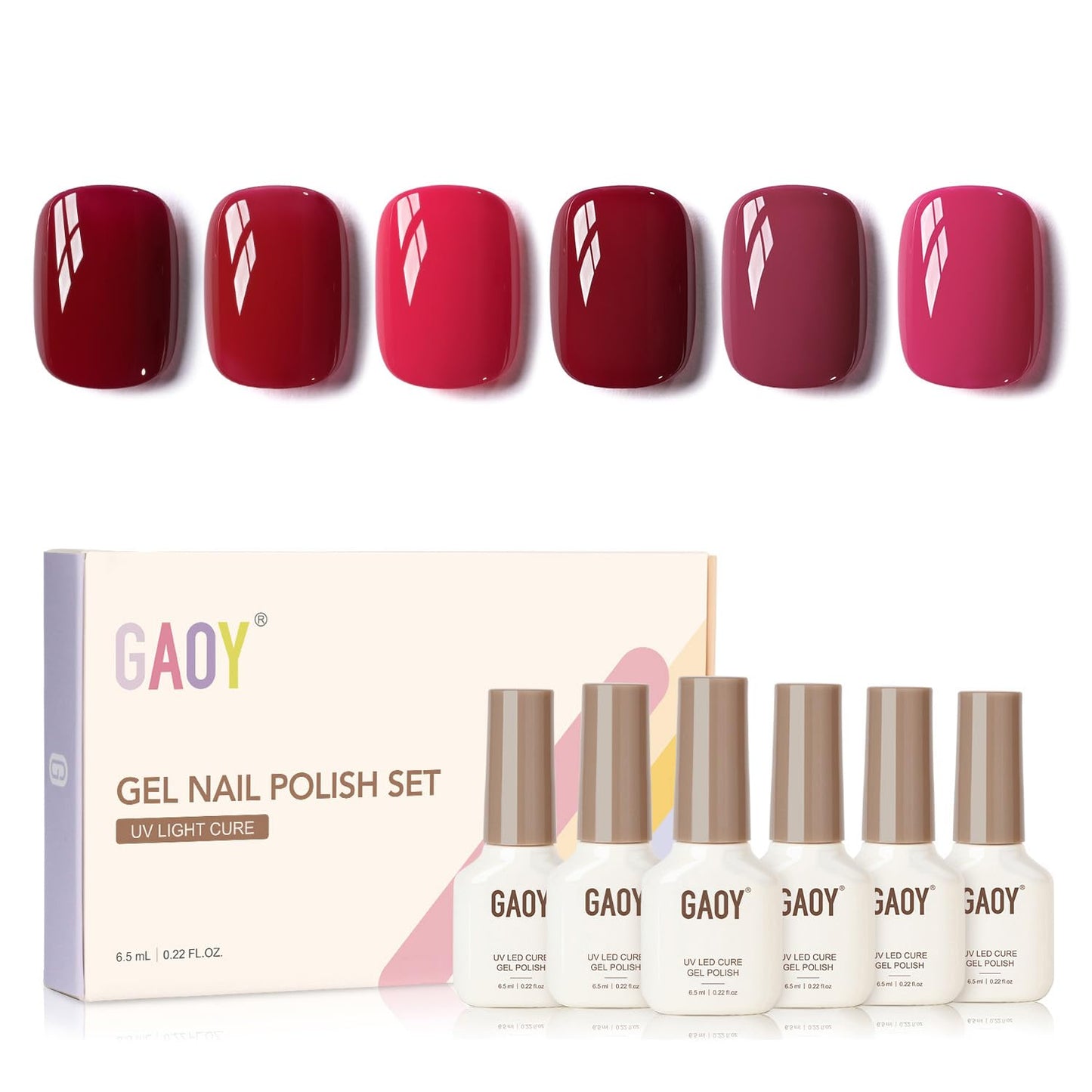 GAOY Berry Collection Gel Nail Polish, Hot Pink Burgundy Red Cherry Magenta Nails Gel Polish Kit for Salon Manicure and DIY at Home