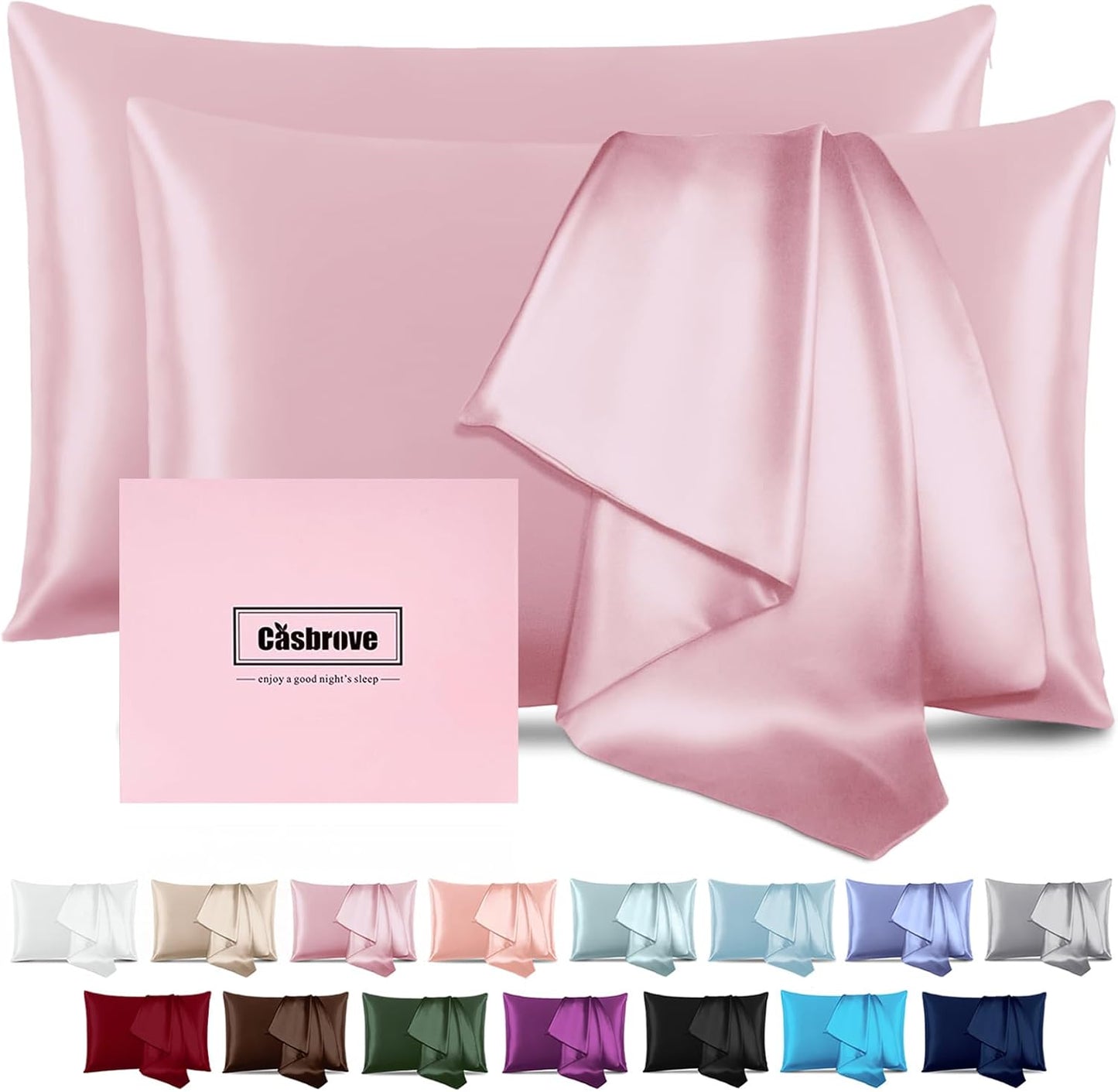 Silk Pillow Cases 2 Pack Mulberry Silk Pillow Cases Soft Breathable Both Sided Natural Silk Pillowcase with Zipper Beauty Sleep Silk Pillow Cases for Gift(King,Pink)