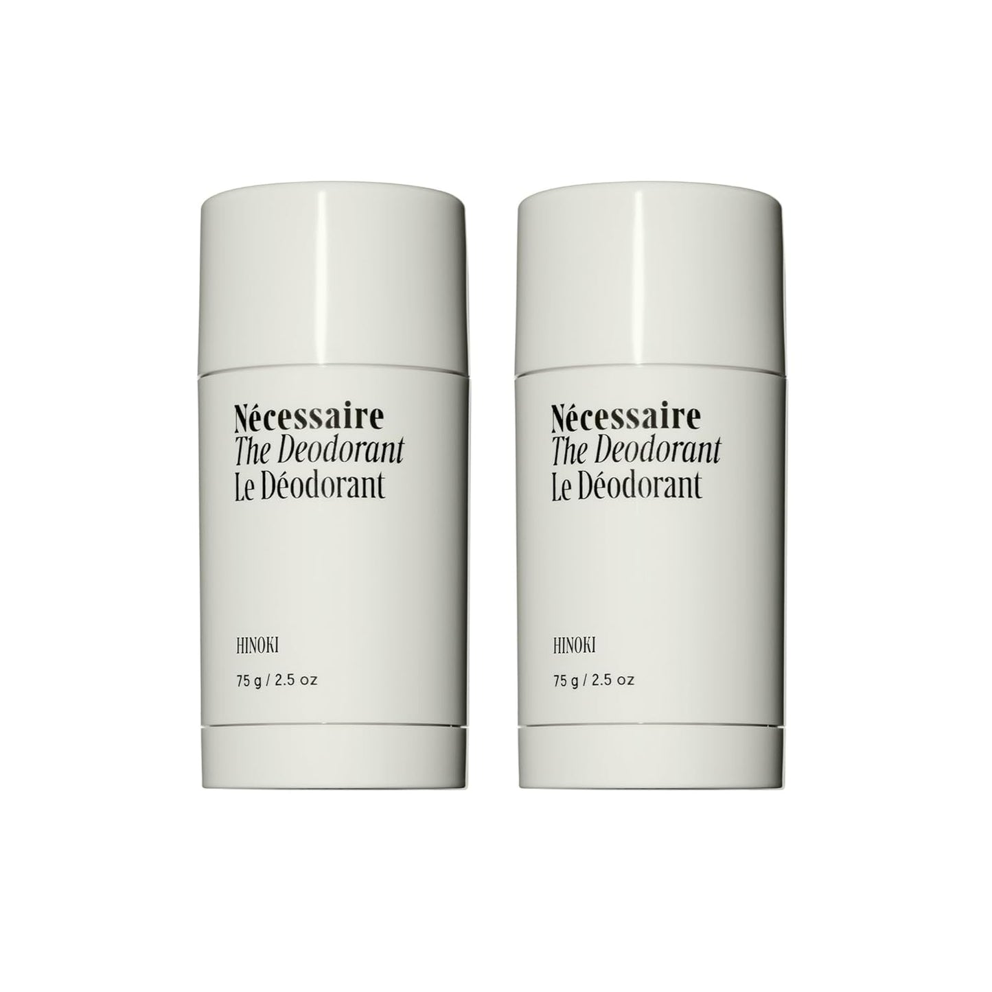 Nécessaire The Deodorant Hinoki | Natural Aluminum Free Deodorant For Women & Men. Extra Strength Treatment with Mandelic Acid. Free of Baking Soda, Ozokerite & Parabens (2x 75 g/2.5 oz)