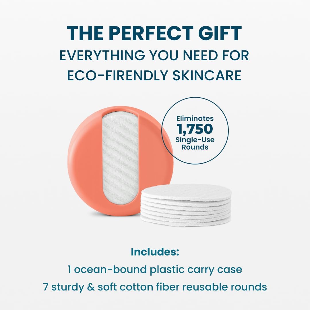 LastRound® Sustainable Reusable Cotton Rounds for Facial Cleansing – Zero-Waste Eco-Friendly Makeup Remover Pads for All Skin Types with Travel Storage Case