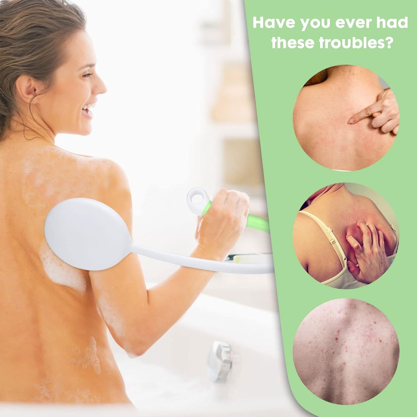 27.5” Back Bath Brush with Long Curved Long Handle,Shower Brush with U-Shaped for Cleaning,Body Scrubber for Elderly,Disabled, Post-Surgery,Limited Mobility,Spine Pain,Frozen Shoulder