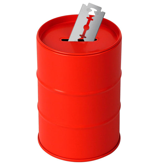 Linkidea Safety Razor Blade Disposal Container Box, Metal Razor Disposal Case Safe Bank for Storing Used Wasted Blades (Red)