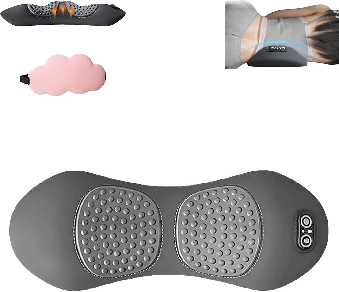 Triple Fusion Back Massager, 3-in-1 Back Massager with Traction Lifting, Electric Fusion Massager with Lifting and Vibration Massage and Heat Compress Against Pain (Grey)