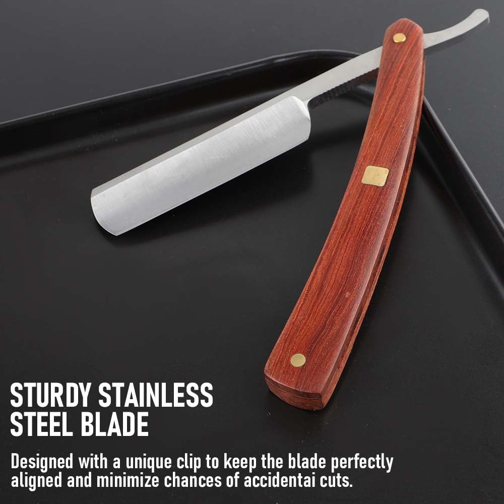 Straight razors for men Professional Straight Edge Barber Razor Premium Stainless Steel Shaver Razor with Shaving Strop for Men Home & Salon Grooming Using (NO.177)