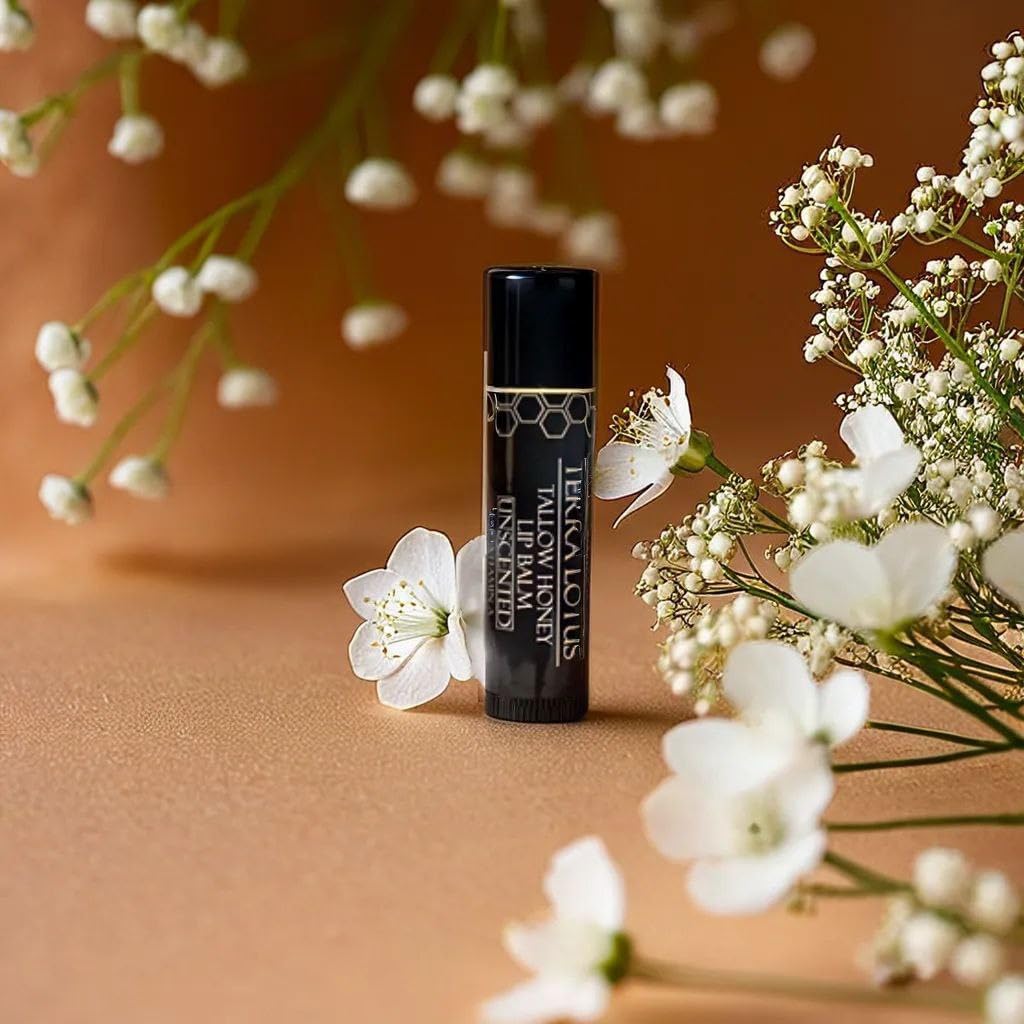 Tallow Lip Balm (5 Pack) - Hydrating With Organic Italian Olive Oil, Pure Grass Fed Tallow, and Beeswax - Long Lasting Lip Therapy (Unscented)