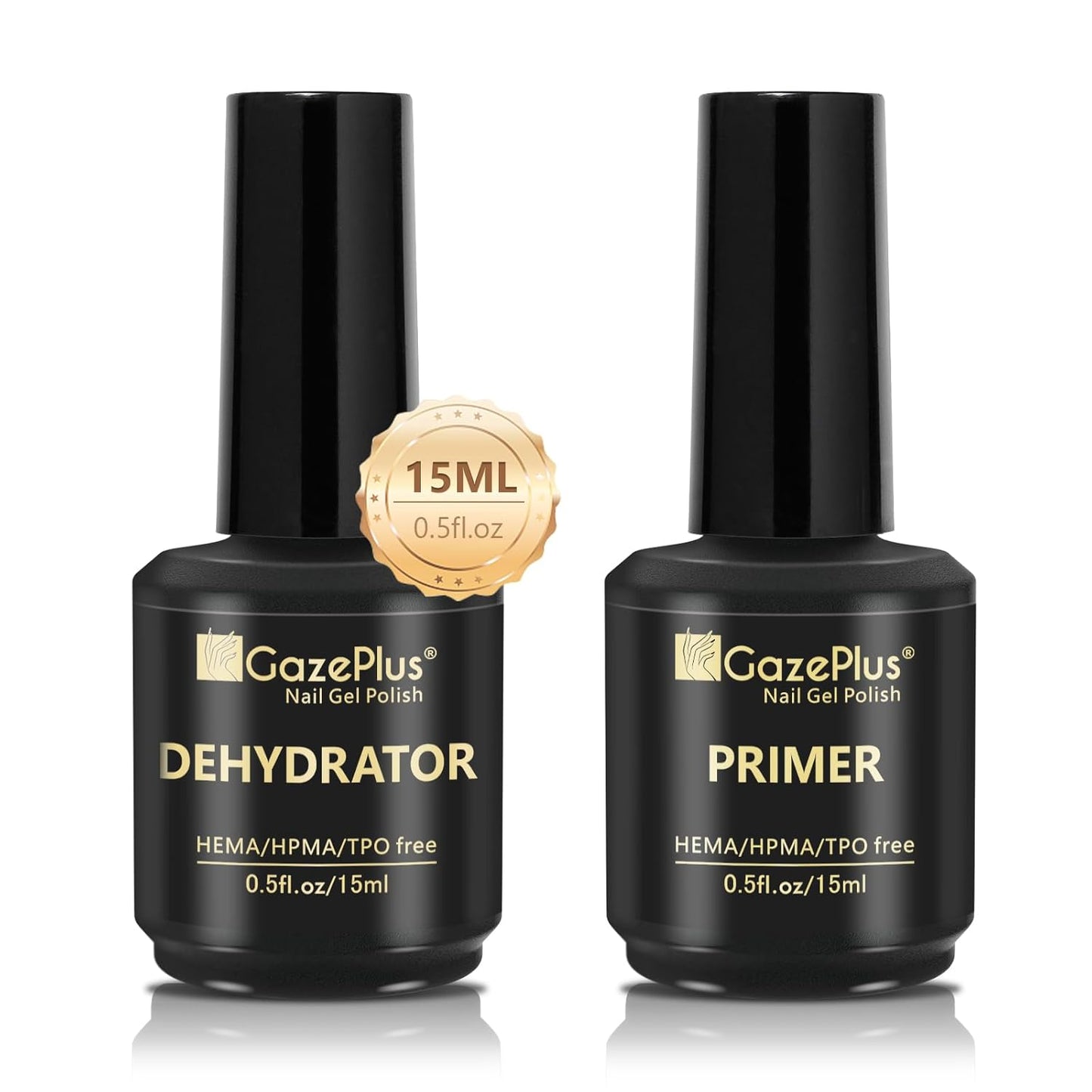 Nail Dehydrator and Primer Set, 15ML Acid-Free Natural Nail Dehydrator & Nail Primer Professional and Long-lasting for Nail Art Polish Acrylic Gel Extension Gel False Nails and Powders