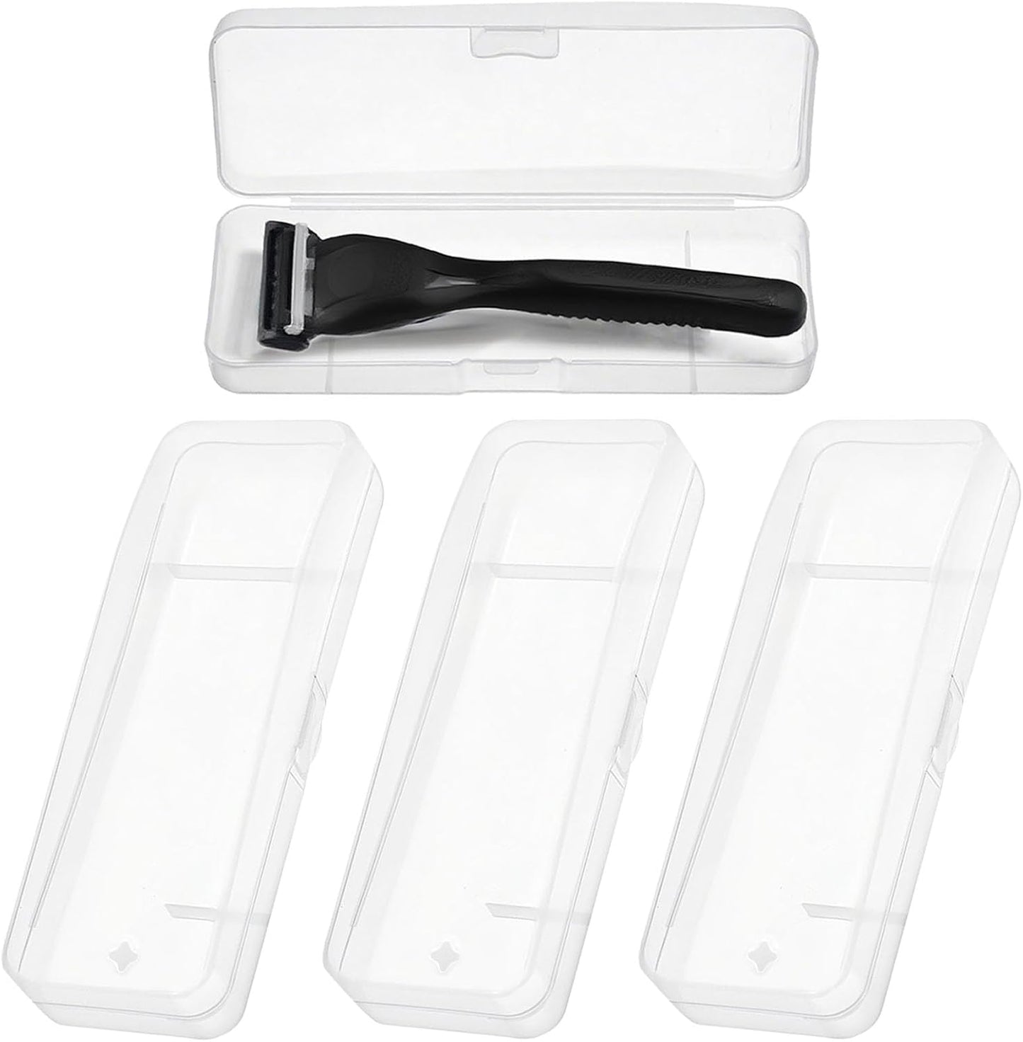 Manual Razor Travel Case - 3 Pack Transparent Shaver Storage Box, Portable Razor Holder & Protector Case, Universal Travel Men Manual Shaver Organizer for Men Razors And Blade Refills Kit