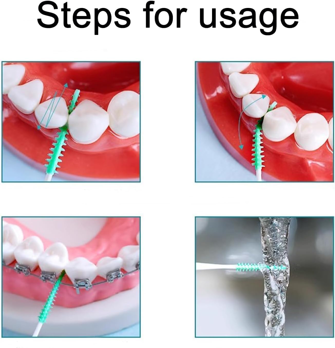 300 Pieces Dual-Use Interdental Brushes Soft Silicone, Disposable Dental Picks,Premium Dental Floss Picks for Effective Teeth Cleaning(Red)