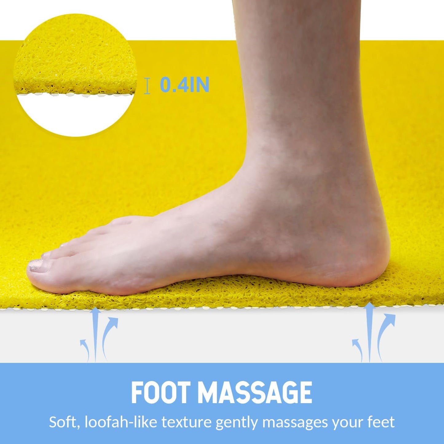 Non-Slip Bathtub Mat, Anti Slip Shower Mat, Fast Drying Bathtub Mats, Foot Scrubber Mat, Anti Slip Mat for Tub, Floor, Bathroom, Kitchen, Home, Hotel (Yellow 40"×28")