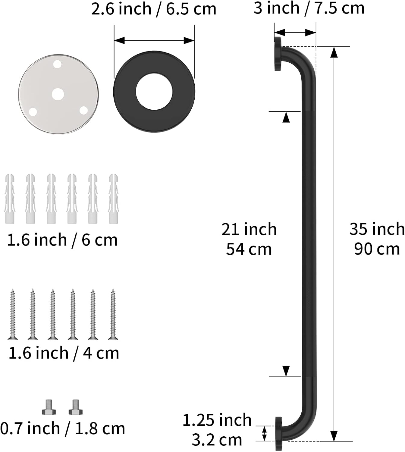 36 Inch Shower Grab Bar Oil Rubbed Black, Munzong Anti Slip Bathroom Grab Bar, Knurled Bathroom Balance Bar,Safety Hand Rail Support Handicap Elderly Injury Senior Assist Bath Handle