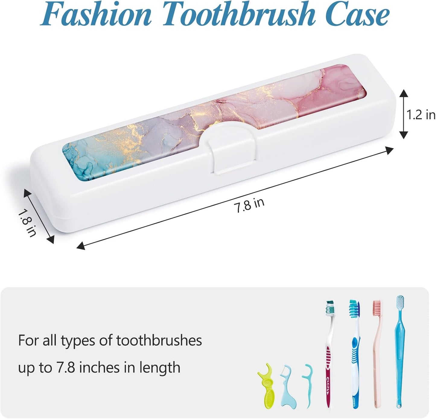 2 Pcs Toothbrush Travel Case - Colorful Pattern, Holder and Covers for Toothbrushes, Includes Tongue Scraper Case