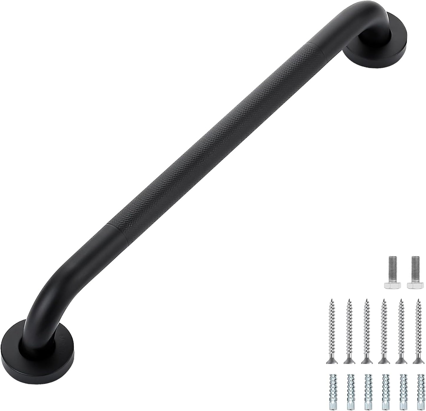 Grab Bars for Shower, 2 Pack 18-Inch Anti Slip Shower Handles for Elderly, Safety Shower Grab Bar, Stainless Steel Handicap Grab Bars for Bathroom (Black 1" Diameter)