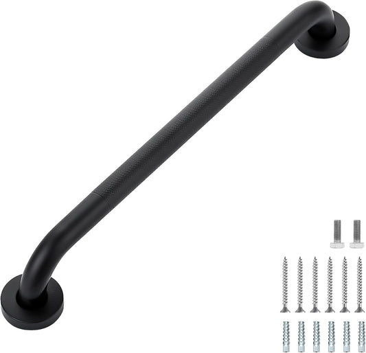 Grab Bars for Shower, 2 Pack 18-Inch Anti Slip Shower Handles for Elderly, Safety Shower Grab Bar, Stainless Steel Handicap Grab Bars for Bathroom (Black 1" Diameter)