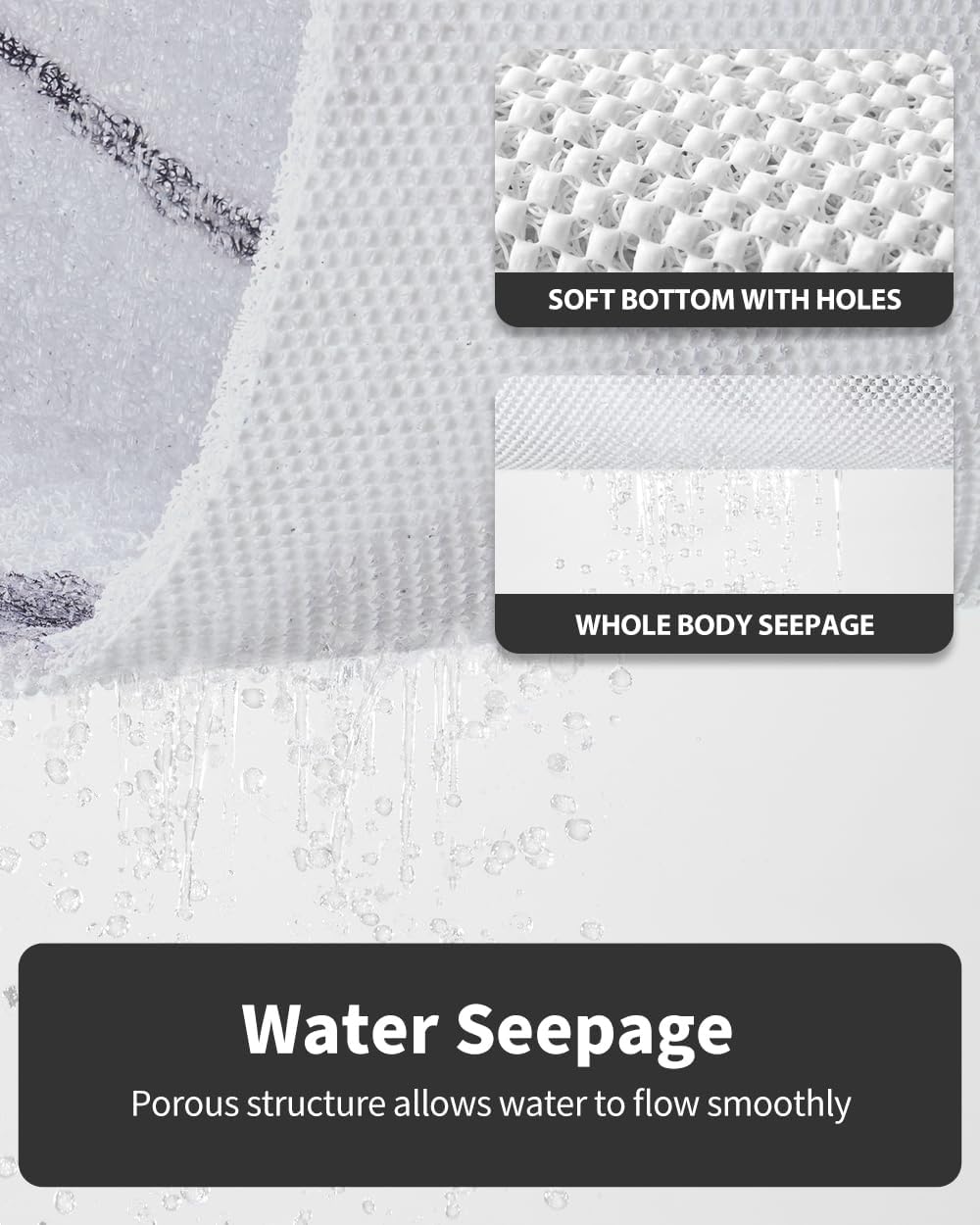 Non-Slip Bathtub Mat, 17x 30 Inch, Shower Mats for Bath Tub, PVC Loofah Bathroom Mats for Wet Areas, Quick Drying