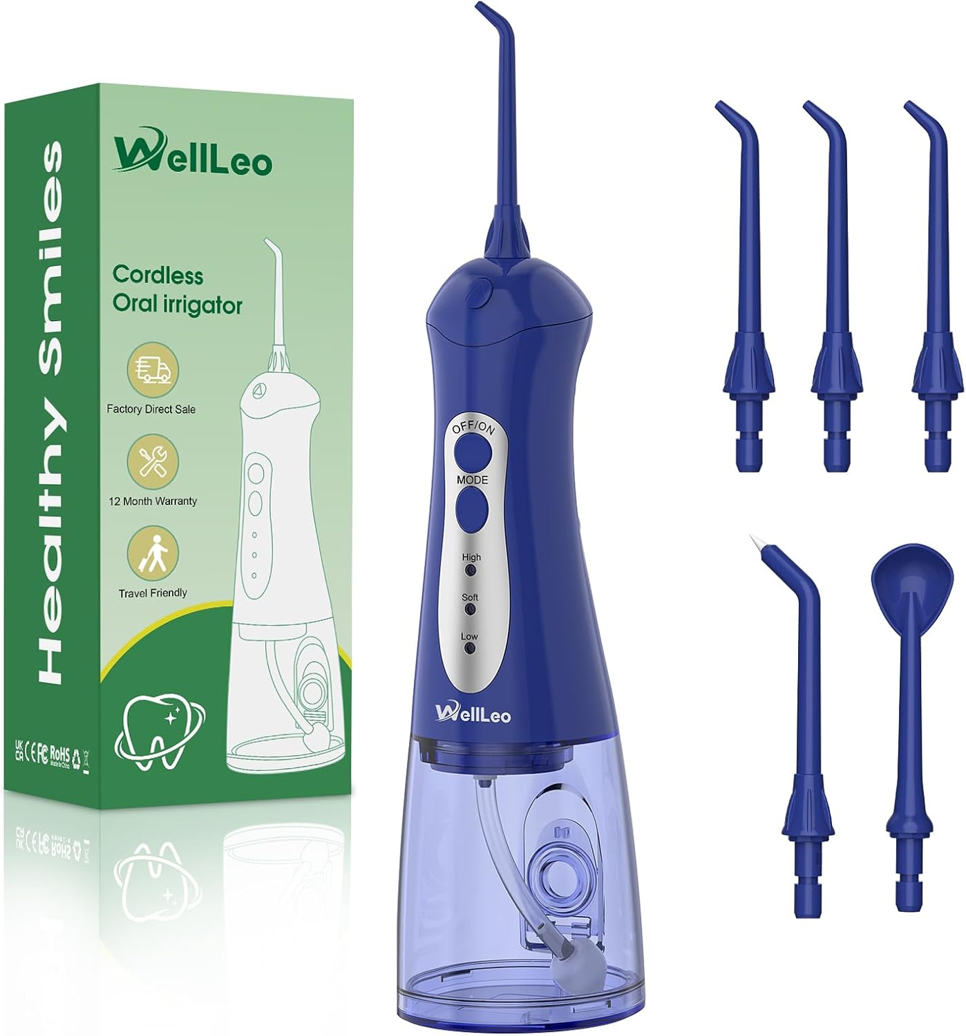 Water Flosser for Teeth, Portable Oral Irrigator Rechargeable Water Dental Flosser Pick with High Pressure 5 Jet Tips, IPX7 Travel Water Flossing for Brace Teeth Cleaner Gum Care