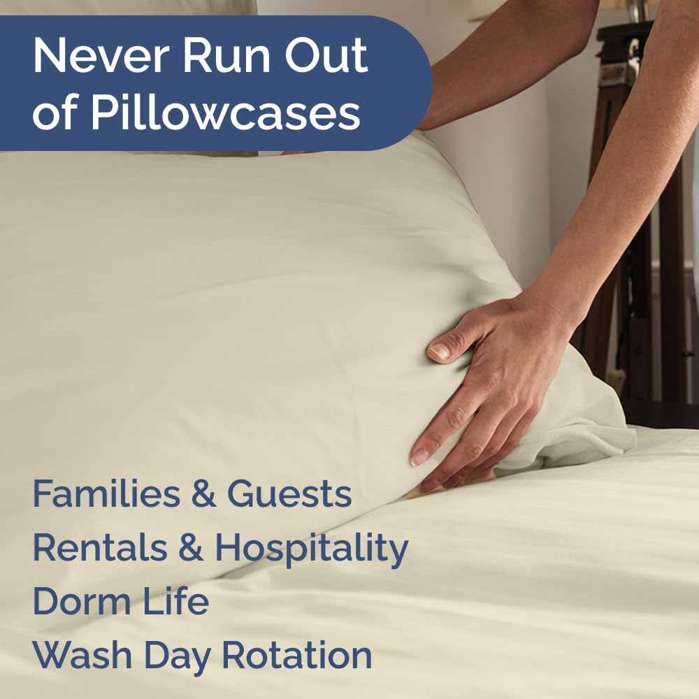 King Pillow Cases Set of 8 - Ultra Soft Hotel Quality Pillowcase Covers - Comfy & Wrinkle Free - Shrink, Stain and Fade Resistant - Easy-Care, Machine Washable Pillow Protectors - 8 Piece Set - Cream