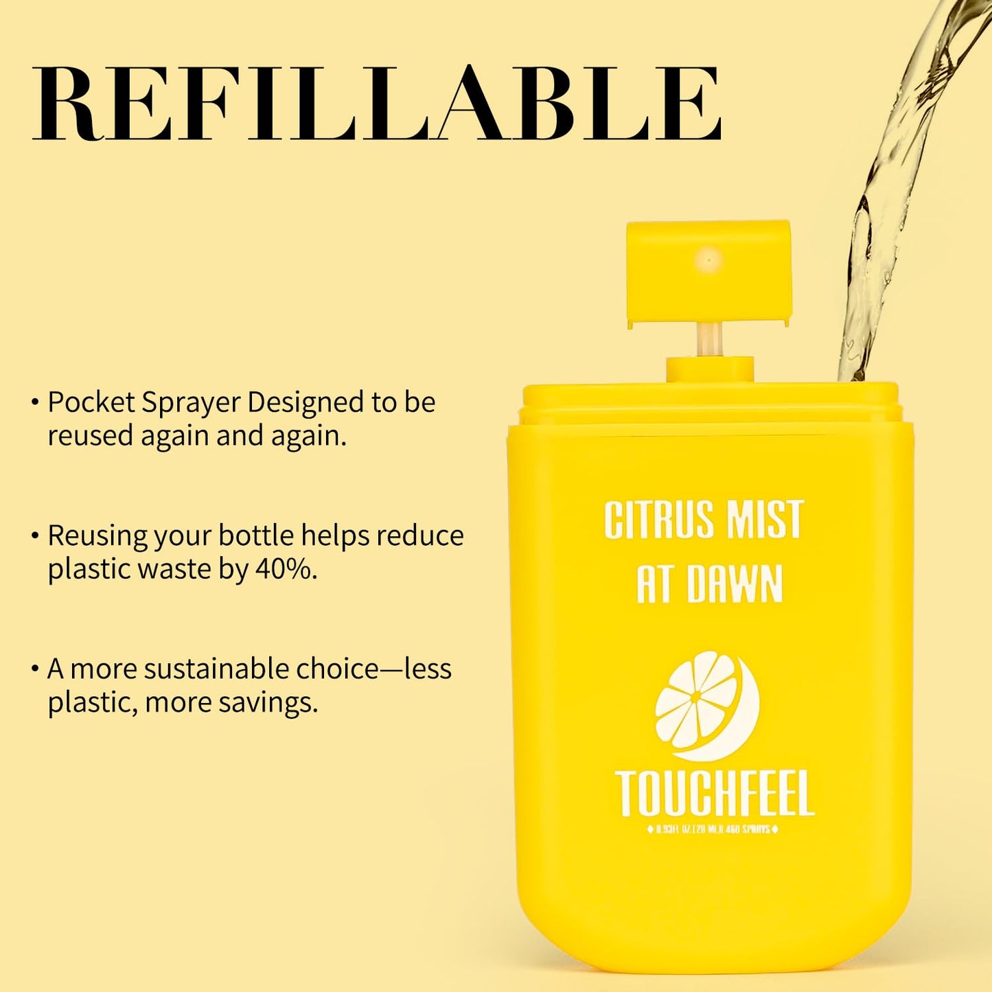 Spray Hand Sanitizer Travel Size Scented - Refillable Hydrating Hand Sanitizers Portable Design Travel Essentials (Citrus mist at dawn) 0.93Fl Oz