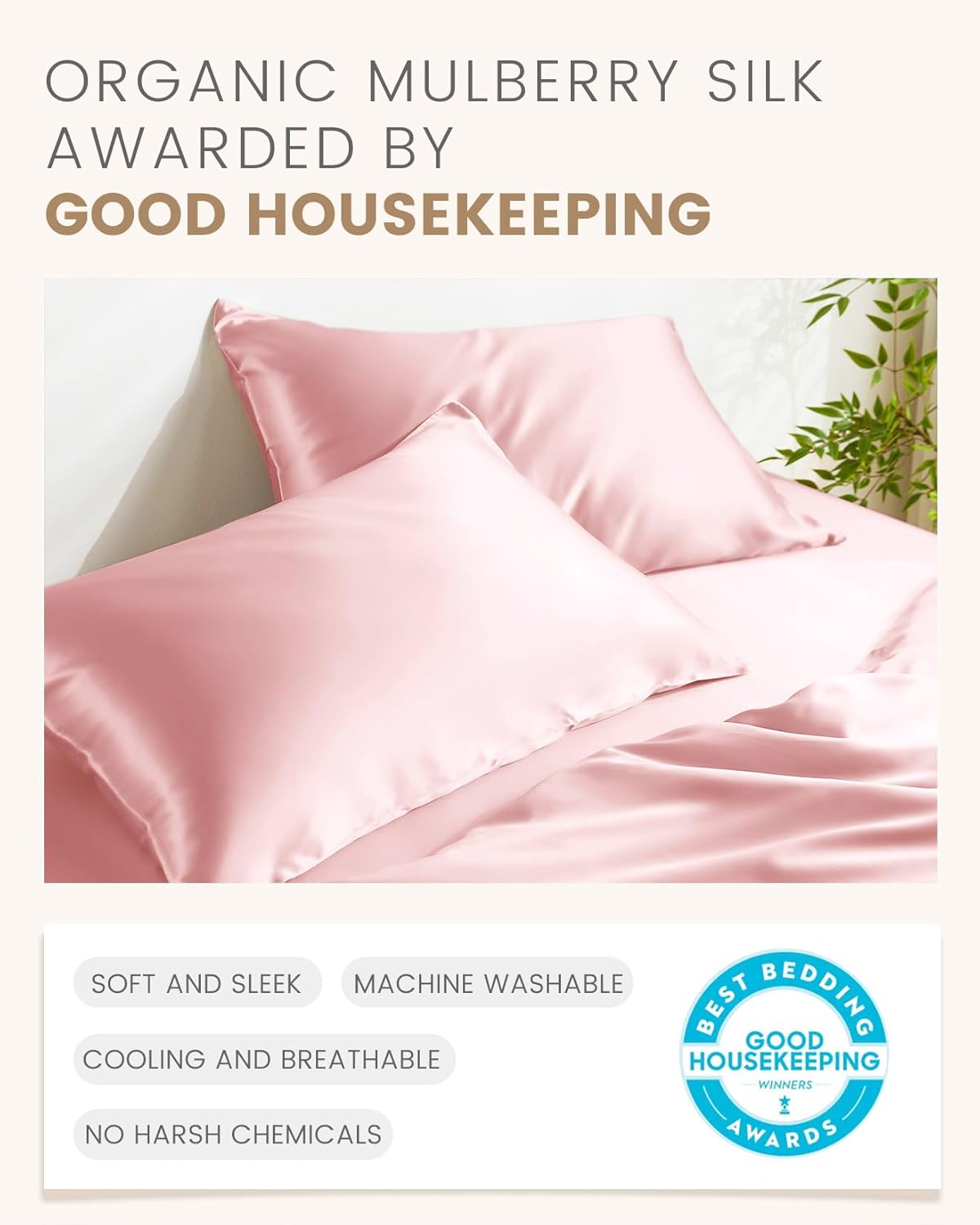 THXSILK Set of 2 Mulberry Silk Pillowcase for Hair and Skin, 100% Mulberry Silk Grade 6A+, Dual-Sided Real Silk Pillow Cases with Hidden Zipper, King Size 20"x36" Silk Pillow Cases, Light Pink