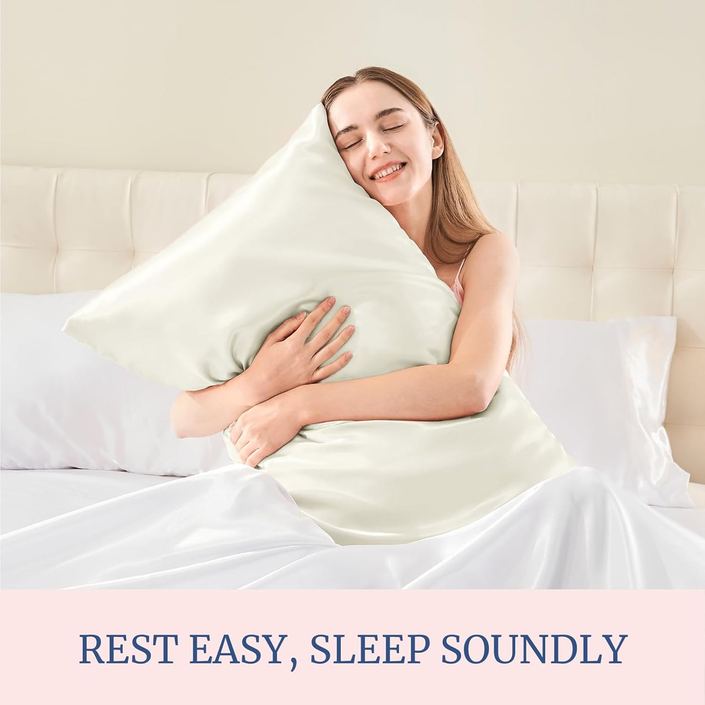 BEDELITE Satin Pillowcase for Hair and Skin, Super Soft Similar to Silk Pillow Cases 4 Pack with Envelope Closure, Cooling Pillowcases for Women Men (20"x36" King Size, Ivory)