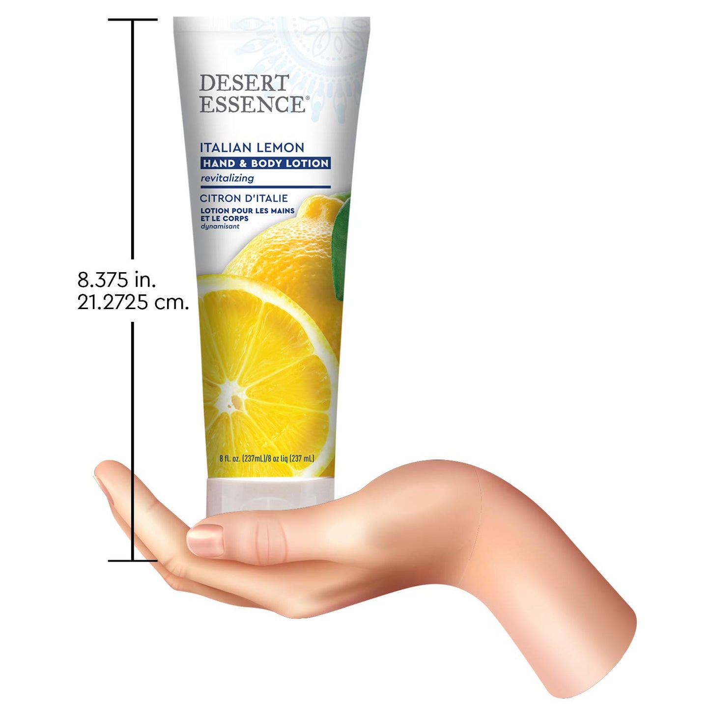 Desert Essence Italian Lemon Hand & Body Lotion - 8 Fl Ounce - Energizing - Shea Butter - Coconut & Jojoba Oil - Hydrate & Soften Skin - Refreshing - Aloe Vera