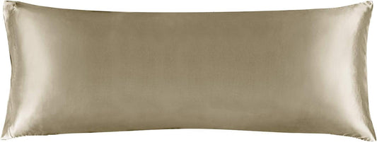 BEDELITE Satin Body Pillow Cover, Super Soft and Cooling Body Pillow Pillowcase for Hair and Skin, Breathable Silky Full Long Pillowcase Cover(20"x54", Taupe)