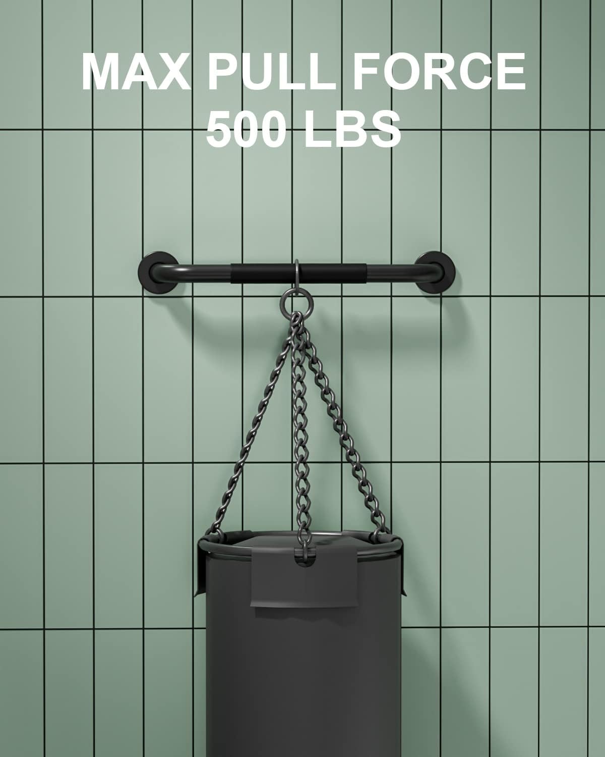 16 Inch Black Shower Grab Bar w/Anti Slip Rubber Grip, Munzong 2 Pack Stainless Steel Bathroom Grab Bar, Bathroom Balance Bar,Safety Handrail Support,Handicap Injury Elderly Senior Assist Bath Handle